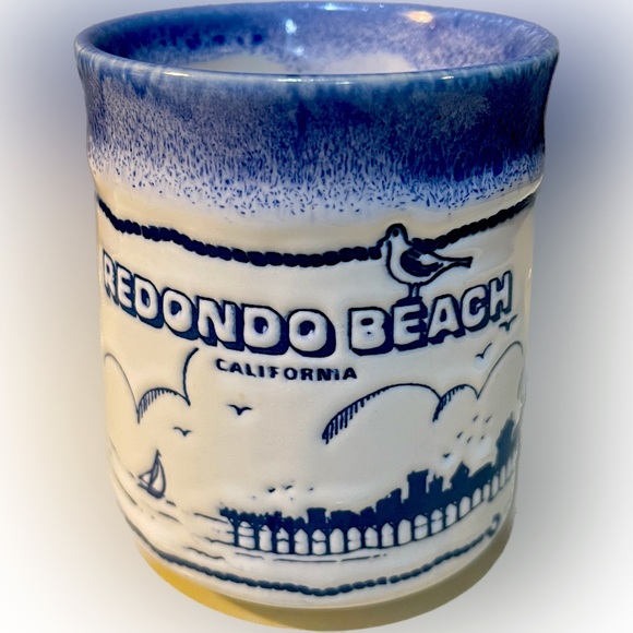 Redondo Beach Blue and White Embossed Mug - Picture 1 of 3